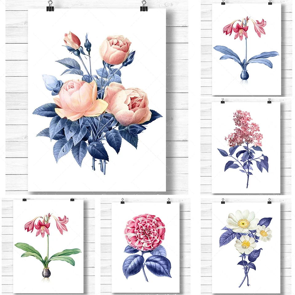 

Vintage illustrations, printable art, Hampton style, watercolor painting, botanical floral print