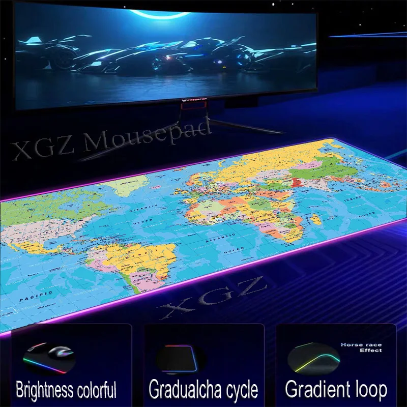  XGZ Large RGB Mouse Pad Lock Edge 3D Movie Old Map Custom Office Computer Desk Mat Speed Rubber Non