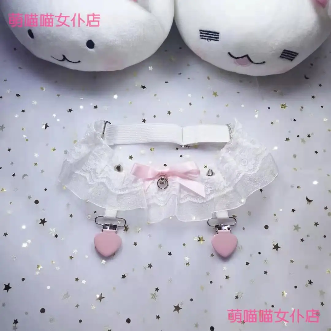 Women Socks Leg ring pink lace love socks clip Lolita accessories