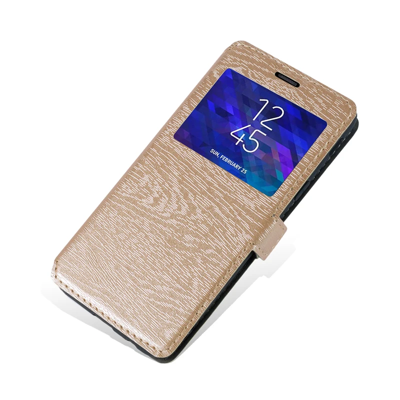 For Samsung Galaxy S5 i9600 Flip Phone Case For Samsung Galaxy S5 Mini View Window Book Case Soft Silicone Back Cover - Цвет: Gold
