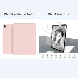 Premium Tablet Stand Protection Clip with Tri-fold Magnetic Back Case for Pro 12.9 2022 2021 (Pink F)