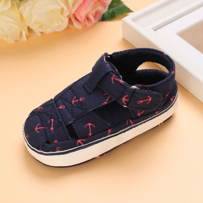 2021 NEW 0-18Months Kids Newborn Baby Boys Fashion Summer Soft Crib Shoes First Walker Anti Slip Sandals Shoes Soft Sole