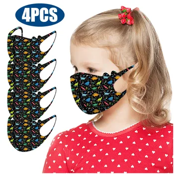 

4pcs Children Washable Reusable Masks Cute Dinosaur Pattern Kids Breathable Mask Mouth muffle Dustproof Smog-proof Mask#Y5