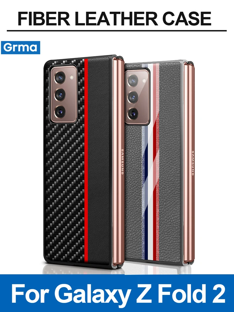 Grma Newest Luxury Foldable Leather Back Cover For Samsung Galaxy Z Fold2 Fold 2 Folder 5G Case Front and Flip Phone | Мобильные