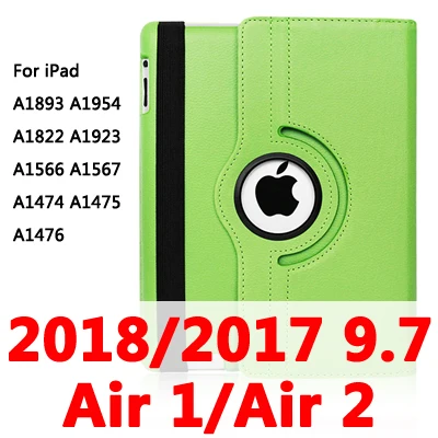 Air12 2017-18-green 360 Вращающийся чехол для Apple iPad 2/3/4 Air 1/2 A1430 A1458 A1460 iPad2 iPad3 iPad4 Air1 Air2 планшетный чехол для i Pad 9,7 - Цвет: Air12 2017-18-green