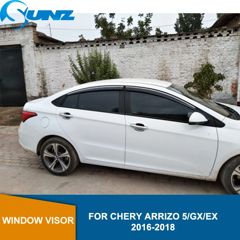 

smoke Car Side Window Deflectors For CHERY Arrizo 5/GX/EX 2016 2017 2018 Sun Shade Awnings Shelters Guards accessories SUNZ