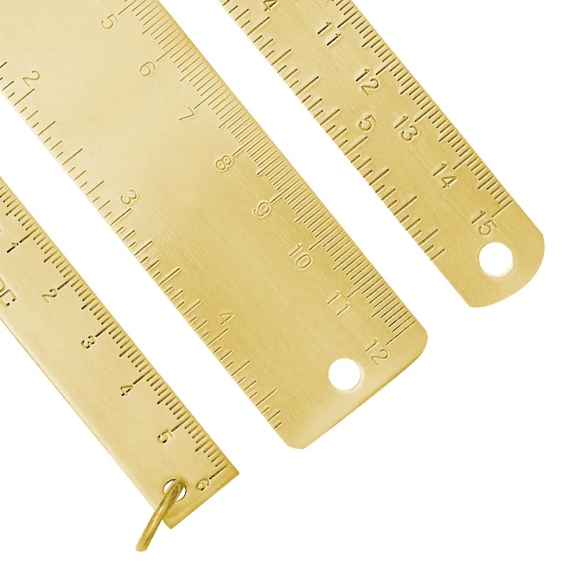 Brass mini ruler 3mm thick 6cm small copper ruler portable metal ruler  retro key tag pendant Keychain festival gift - AliExpress