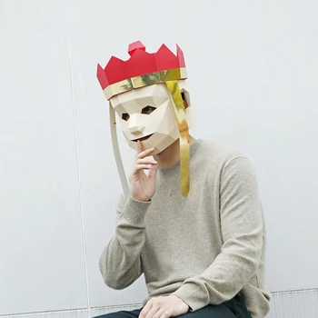 

3D Paper Mold Cartoon Tang Seng Head Mask Headgear DIY Paper Card Model Home Room Decor Craft Party Halloween Cosplay Props