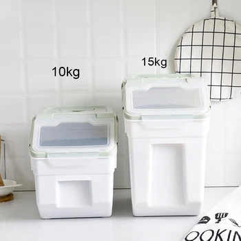

25kg Rice Storage Container Sealed Moisture-proof Grain Pet Food Storage Box Insect Prevention Mildew Container With Wheel