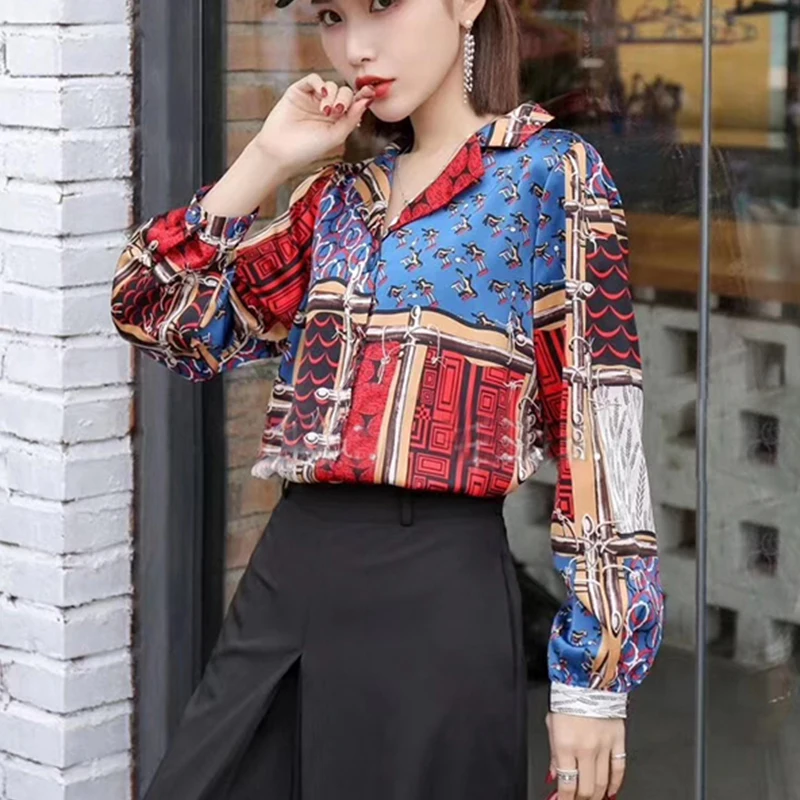 

JCGO Women Blouses And Tops 2020 Summer Spring Long Sleeve Shirt Ladies Elegant Print Casual Workwear Office Shirts