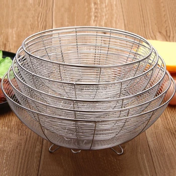 

Fruit Basket Container Bowl Stainless Steel Wire Kitchen Drain Rack Vegetable Storage Holder Snack Tray