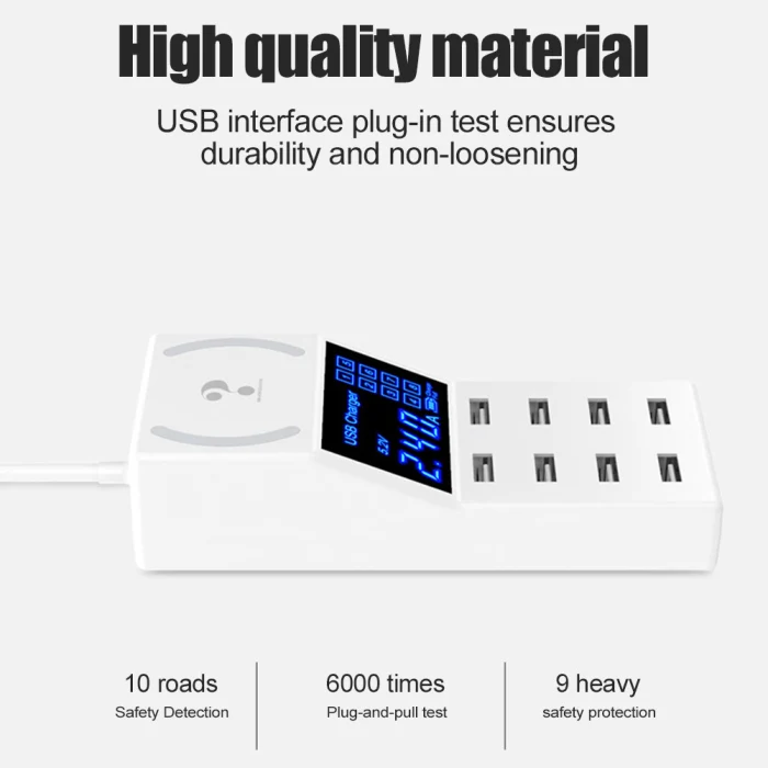 8 usb портов зарядное устройство адаптер питания светодиодный экран Быстрая зарядка 40 Вт для телефона