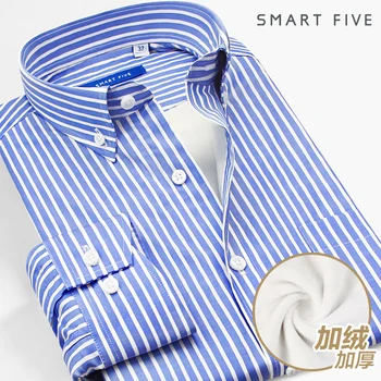 

Smartfive Light And Thin Money Men Plus Velvet Keep Warm Shirt Business Leisure Buckle Collar Slim Fit Long Sleeve Thicken Shirt