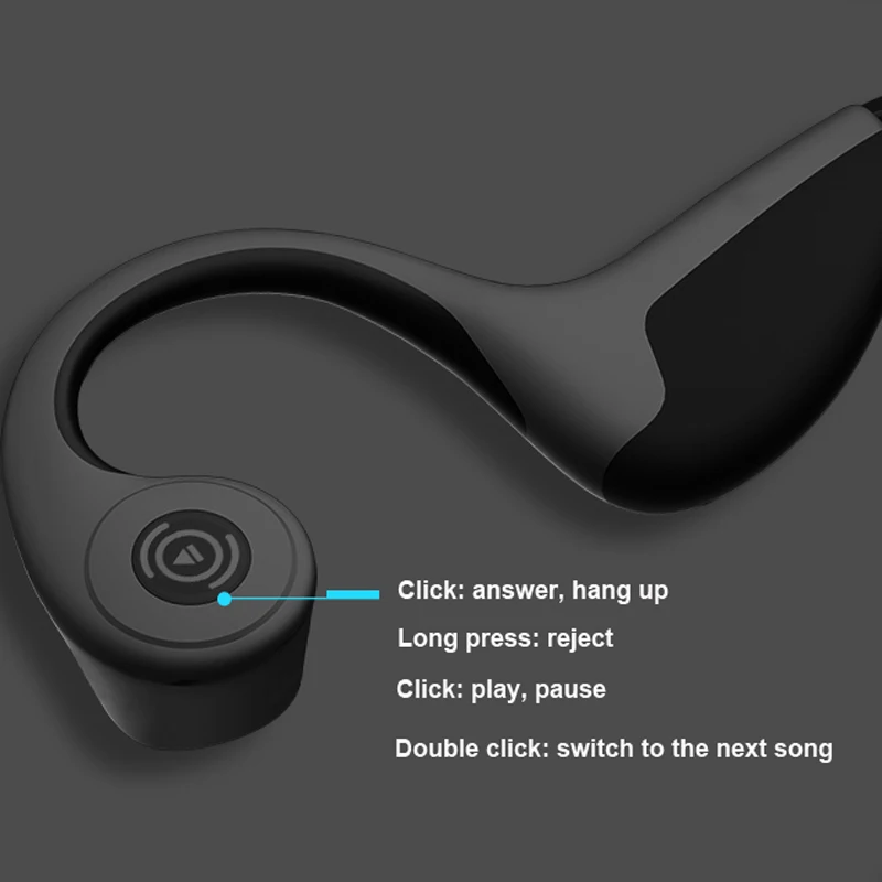 Bone Conduction Earphone Waterproof IPX5 Sweatproof Outdoor Sport Earbuds Bluetooth 5.0 with MIC Handsfree Headset