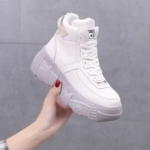 Г., обувь на платформе из высококачественной искусственной кожи женская спортивная обувь, увеличивающая рост обувь на плоской подошве с рифленой подошвой женская E14-54