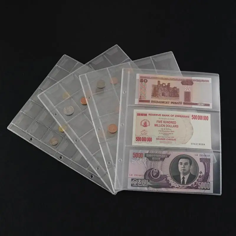 

Coin Holder Album Pockets Plastic Coin Holders Sheet Storage Collection Money Album Hold Multi-Color Empty Coin