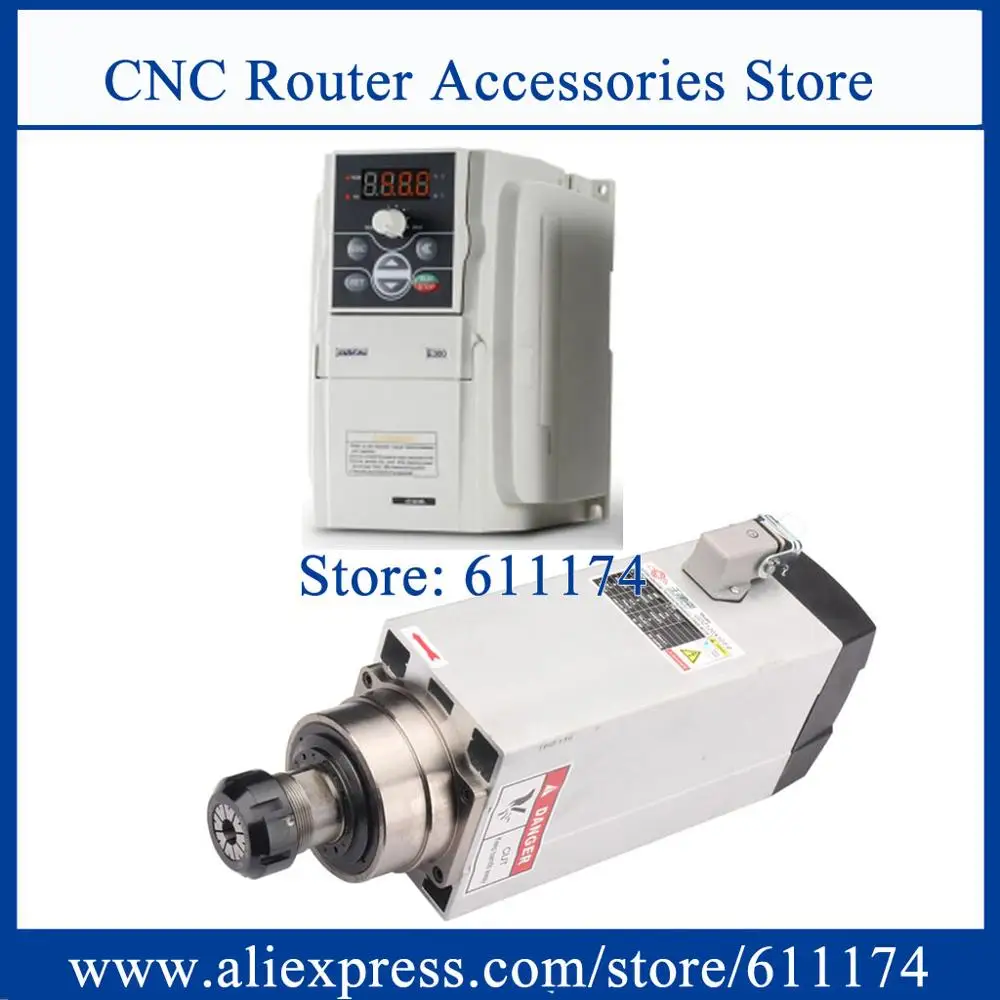 

GDZ120*103-6 4 Ceramic bearing 6Kw AC380V/AC220V 18000rpm Air cooled spindle motor ER32 + 7.5kw AC380V/AC220V VFD Inverter