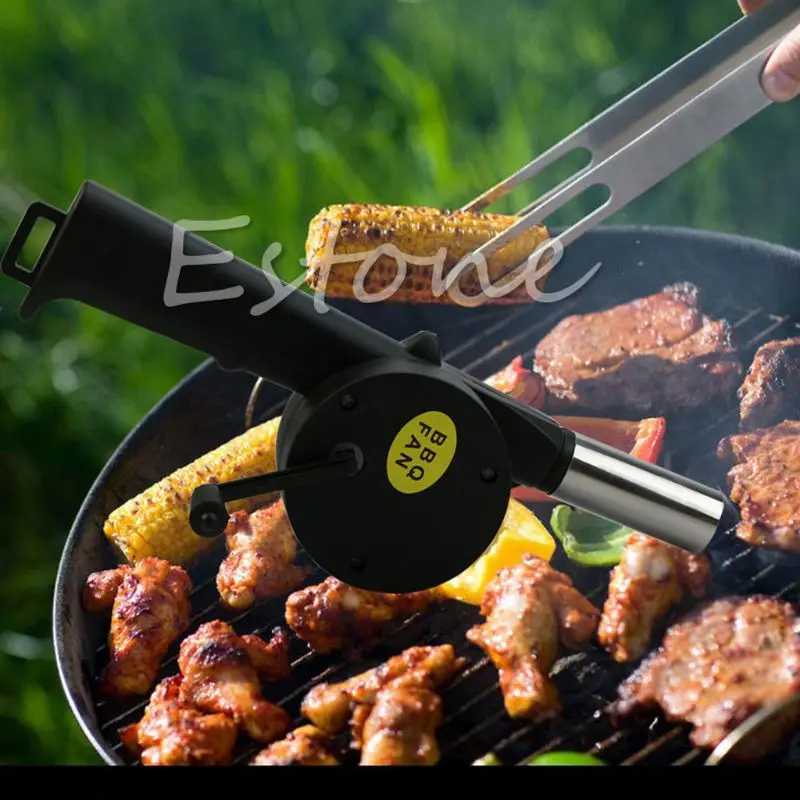 BBQ Fan Air Blower Hand Crank Powered Barbecue Camping Tools