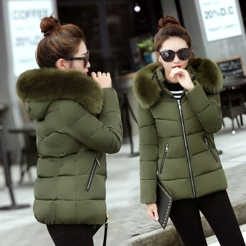 

Winter Jacket Women Velvet Liner Thicken Hooded Parkas Plus Size Loose Feather Parka 2023 New Gray Zipper Pockets Thick Coat