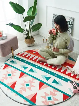 

Round Plant Carpet Creative Personality Girl Bedroom Living Room Non-slip Decorative Floor Mat