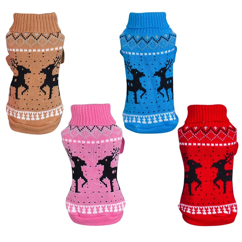 Рождественские свитеры для домашних животных с принтом собаки лося, мягкая одежда, осенне-зимние наряды, трикотажный свитер для щенка, свитер