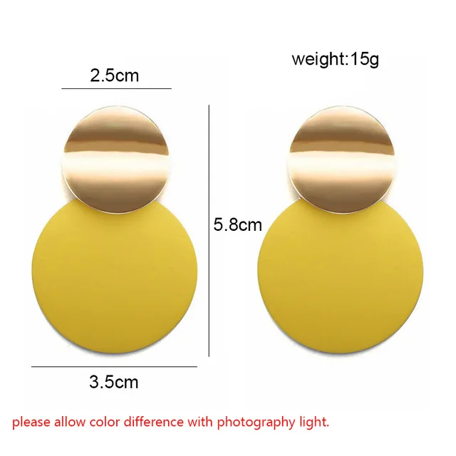 Korean Geometric Statement Hang Earrings for Women Gold Color Round Circle Drop Earring Punk Metal Earring Fashion Ear Jewelry