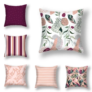 

Flower Geometric Simple Cushion Cover 45x45cm Lovely Pink Color Printed Throw Pillow Case For Sofa Car Chair Valentines Day Gift