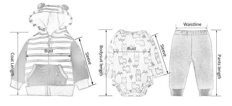 iyeal bebê menino menina roupas conjunto algodão manga longa com capuz jaqueta bodysuit calças roupas unisex novo nascido traje