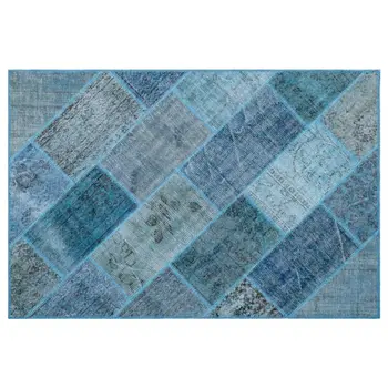 

Handmade Blue Vintage Overdyed Patchwork Area Rug 120x180 Cm-3'11''X5'11''