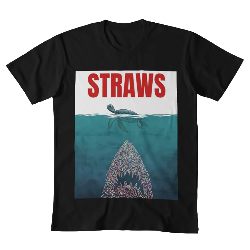 Straws T shirt jaws save the turtles 