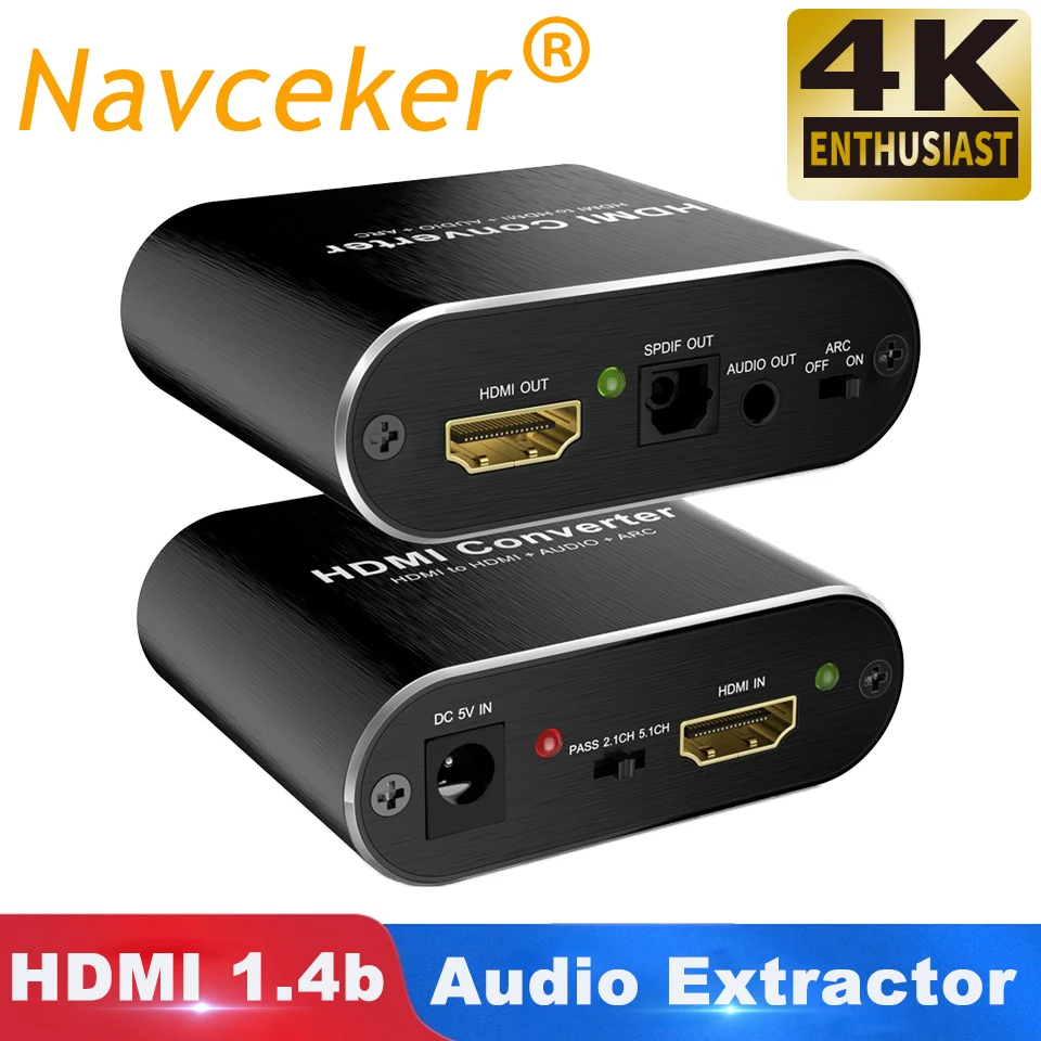 HDMI 1.4 Extractor Лучший HDMI 2,0 аудио экстрактор поддержка 4K 60Hz YUV 4:4:4 HDR HDMI аудио конвертер адаптер CEC HDMI в оптический TOSLINK SPDIF - Цвет: HDMI 1.4 Extractor