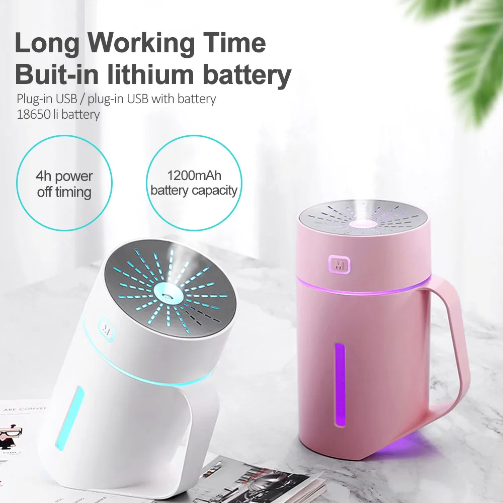

USB Humidifier Cup 420ML Handheld Portable Humidifier With Multi-color Night Lamp Silent for Home Office Outdoors