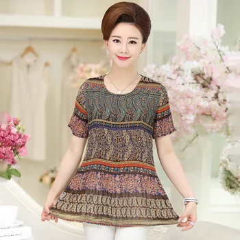 

2020 Women Chiffon Multi Printed Basic Soft Tee Tops Summer Top Casual Loose Short Sleeve T-shirt Female Shirts Blusa