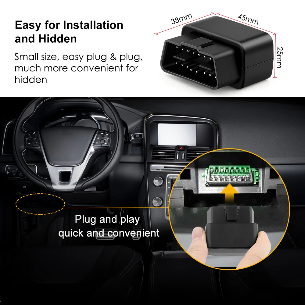 GPS Tracker Car Mini OBD OBDII Micodus MV33 Voice Monitor Free APP Overspeed Alert Geofence Vibrate Alarm