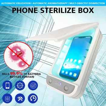

5V Double UV Phone Sterilizer Box Jewelry Phones Cleaner Personal Sanitizer Disinfection Box Phone box with Aromatherapy