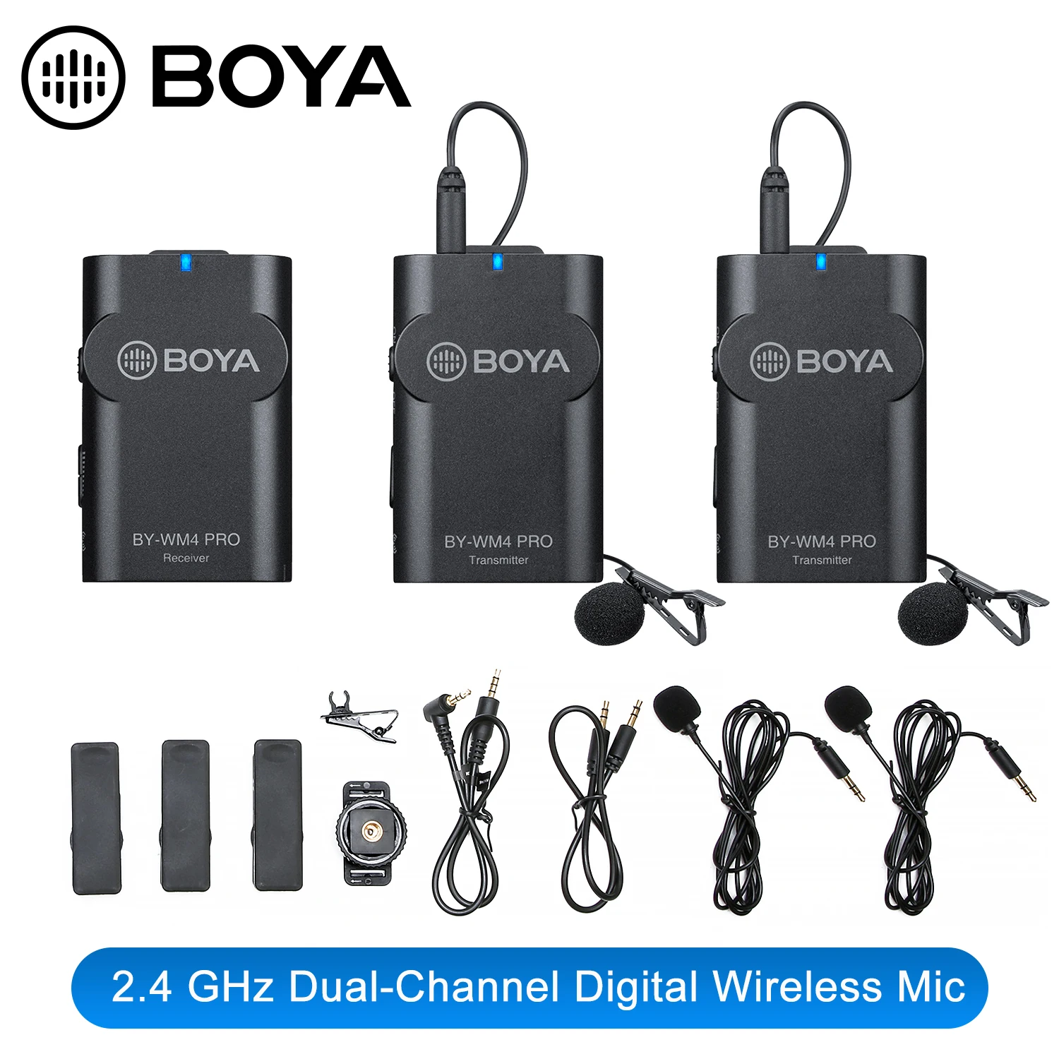 Беспроводной конденсаторный микрофон BOYA BY-WM4 Pro петличный нагрудный для камеры