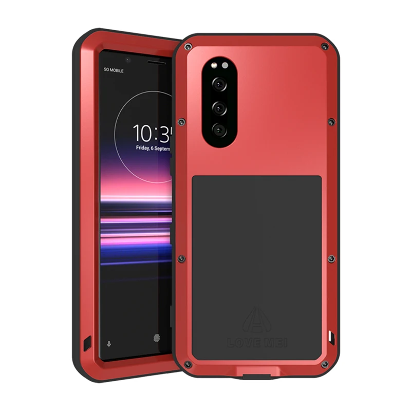 Tanie Dla Sony Xperia 5 metalowy pancerz odporny na wstrząsy etui na Sony Xperia 5 (6.1 cala) wytrzymały futerał na telefon