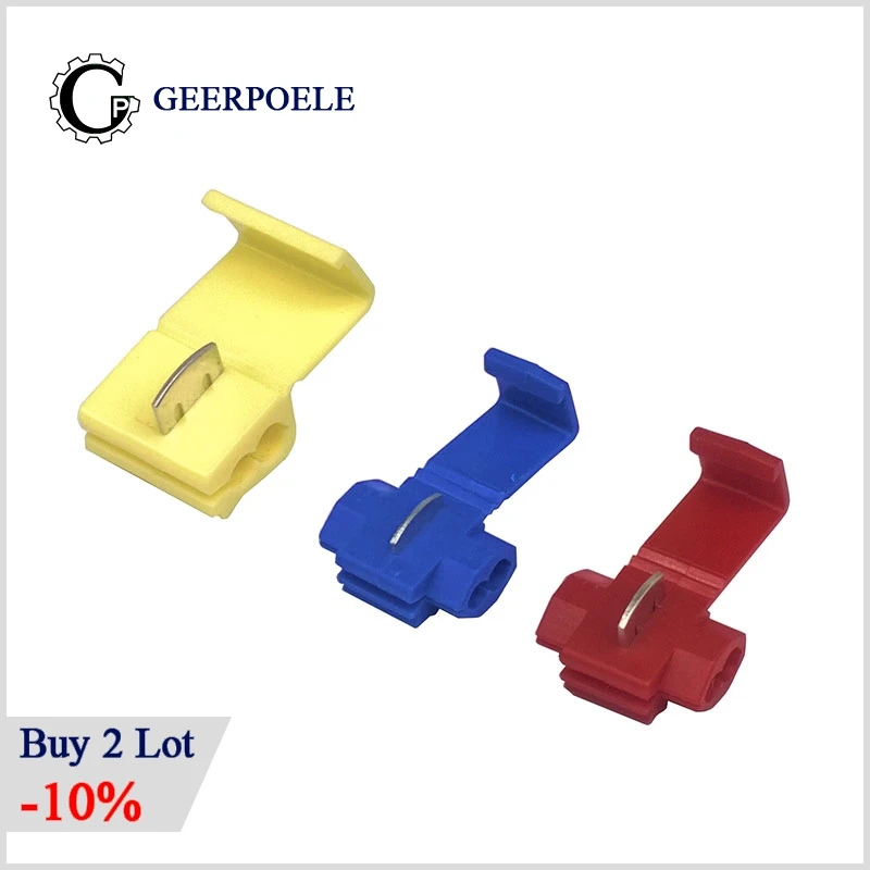 10 pcs/lot Lossless Joint Blue/Red/Yellow Crimp Terminal Quick Lock Wire Electrical Cable Connectors Clip Wire lip