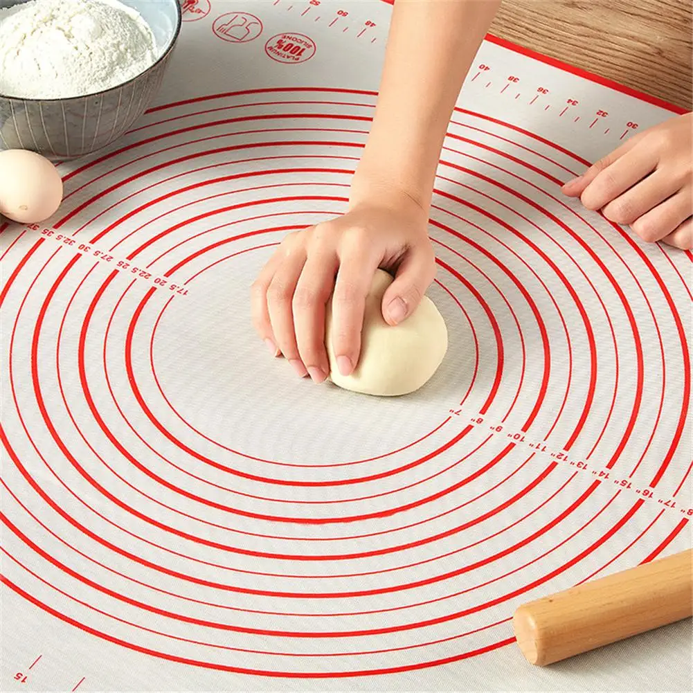 Silicone Baking Mat with Scale Non-Slip Rolling Dough Baking Pad Kneading Pastry Sheet Food Grade Platinum Oven Liner 30E