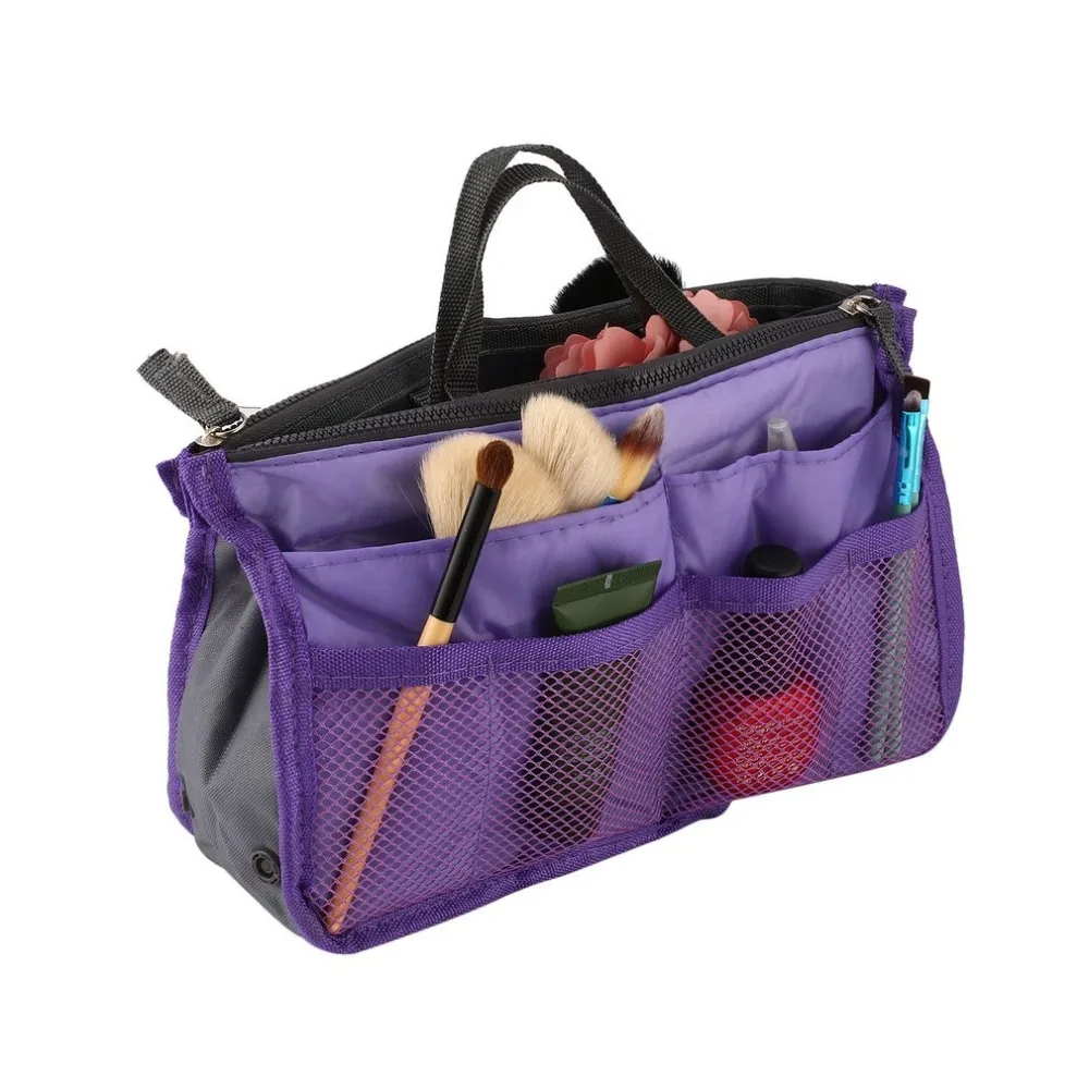 

Multifunctional Double Zipper Polyester Makeup Bag Portable Travel Beauty Cosmetic Bag Make Up Toiletry Bag With Handle