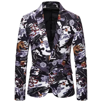 

New Hip Hop Style Autumn Blazer Long Sleeve Casual Suit Animal Slim Digital Printing Blazer printing bee crown animals