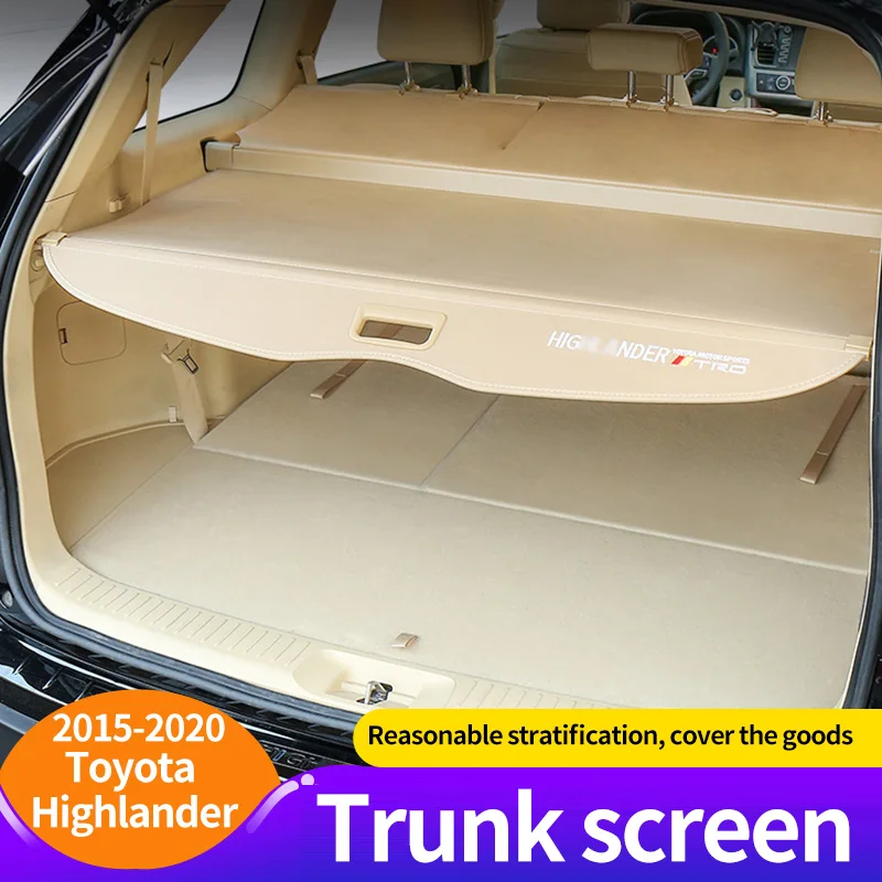 

Cargo Cover Partition Curtain Screen Shade Trunk Security Shield Rear Auto Accessories Black For Toyota Highlander 2008-2020