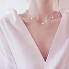 DMNFP313 8-9 мм жемчужное ожерелье в стиле барокко 925 пробы Серебряное простое ожерелье с плавающей жемчужиной очаровательное свадебное событие