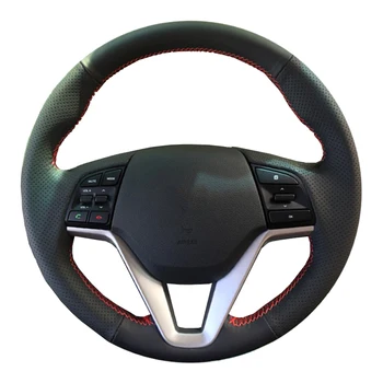 

DIY Genuine Leather Car Steering Wheel Cover For Hyundai Tucson 2015 2016/ Protect Steering-wheel