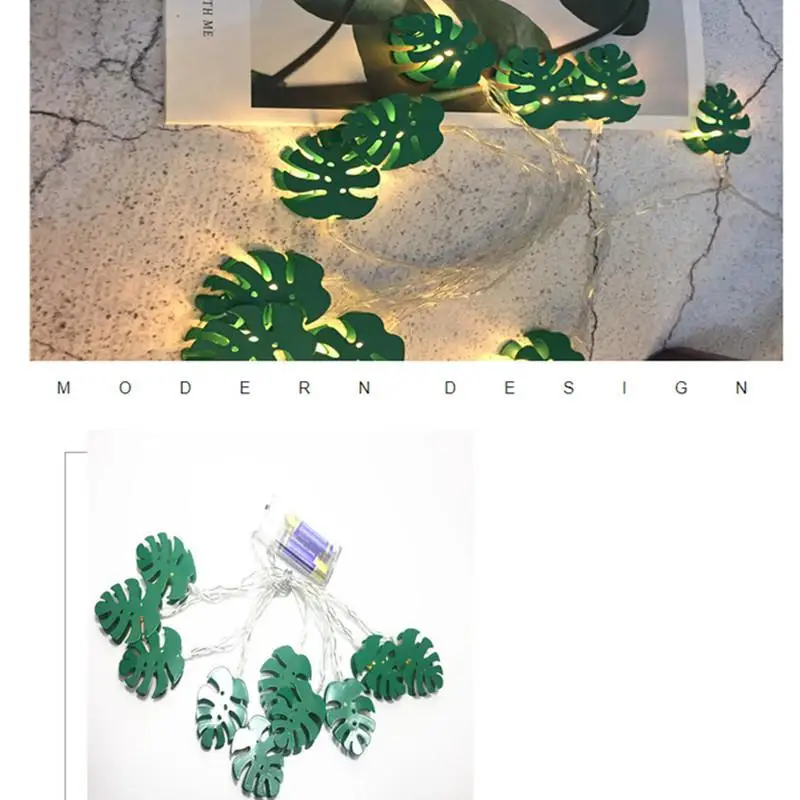 Studyset 2M/3M 10LEDs/20LEDs Monstera Shape String Light Photo Props for Home Decoration Leave Creative Desk Ornament Beautiful