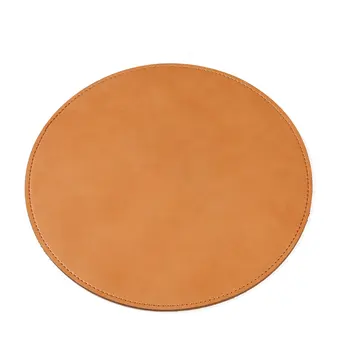 

Smooth Surface Soft Cushion Noiseless For Laptop Waterproof Mouse Pad Non Slip Home Office Round Shape PU Leather Gaming Solid