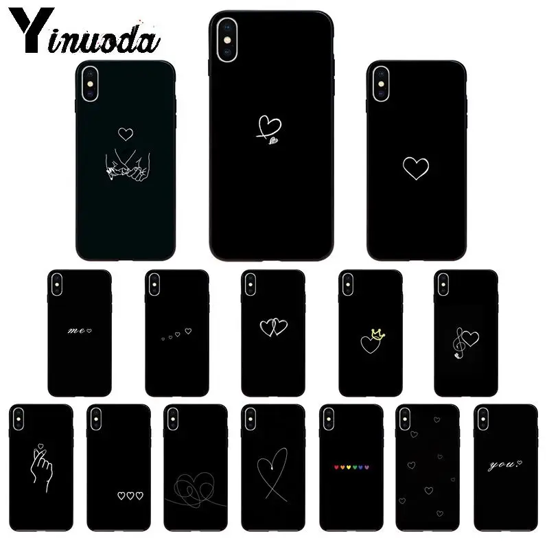 Yinuoda Black Simple Lines Love Heart Tpu Custodia Morbida Per Telefono Di Alta Qualità Per Iphone 8 7 6 6S Plus 5 5S Se Xr X Xs Max Coque Shell
