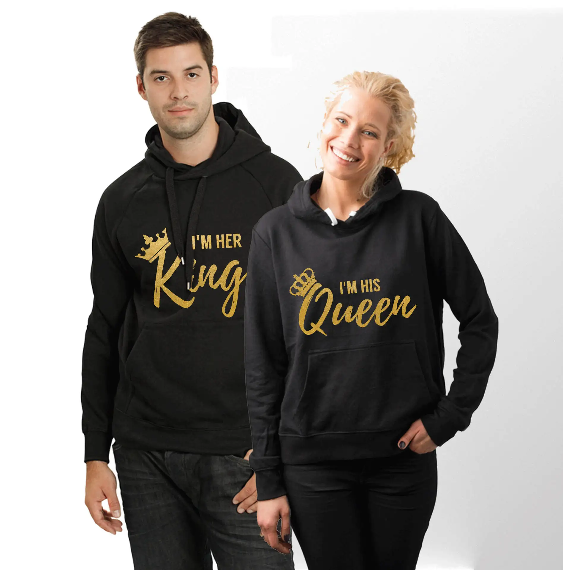 

Женская флисовая толстовка с капюшоном I Am His King Queen
