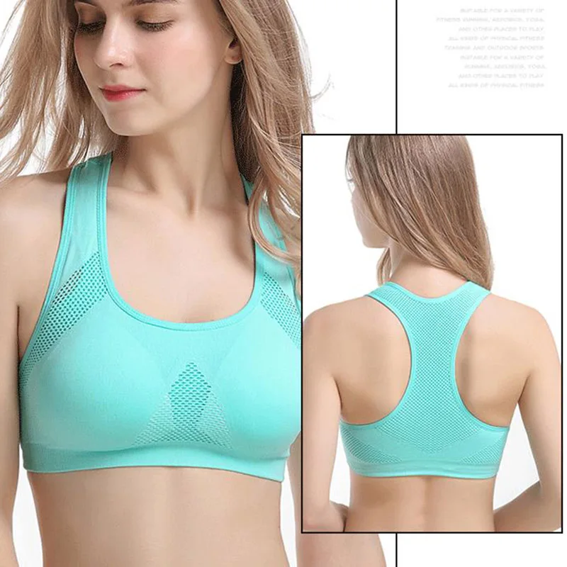 Women Absorb Sweat Sports Bra Athletic Running Gym Fitness Seamless Padded Tanks Tops QL Sale