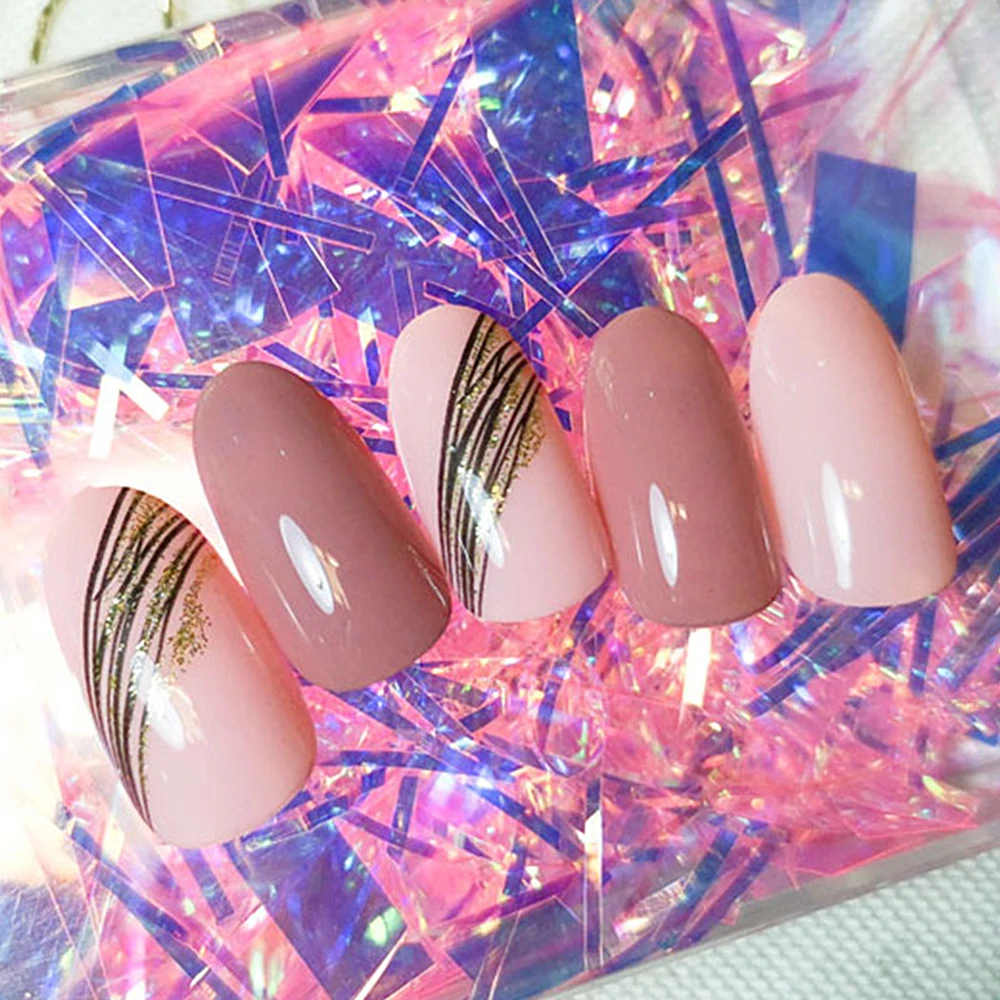 

24pcs False Press On Nails Pink Color Oval Head Mid-length Wear Finished Product Wearable Full Cover Nail Tips For Girls